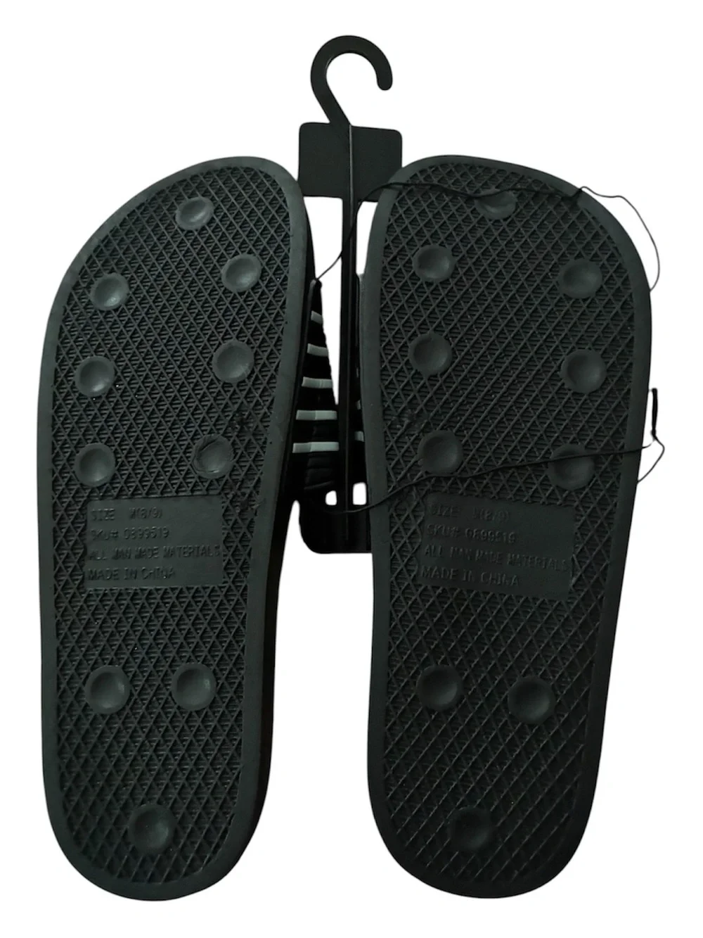 NWT Men’s Pro Player Black Slides with White Striped Strap Slip Ons